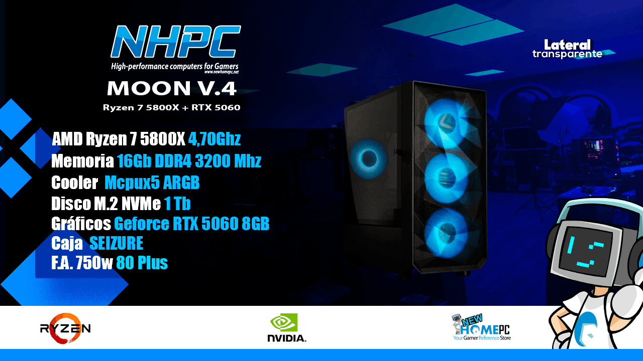 PC GAMING NHPC MOON V4 / Ryzen 7 5800X / 16GB / 1TB / RTX 5060